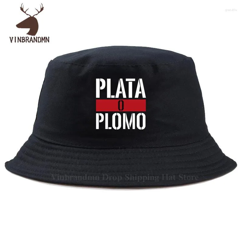 Berets Pablo Escobar Silver Or Lead Bucket Hat Fashion Plata O Plomo Printed Unisex Summer Est Cotton Cool Fishing Fisherman