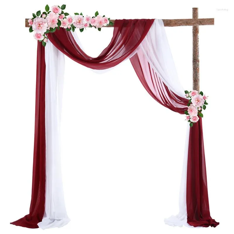 Tenda ad arco per matrimoni, tessuto in chiffon per decorazioni per sedie da tavolo, forniture per feste di compleanno all'aperto, decorazione da appendere