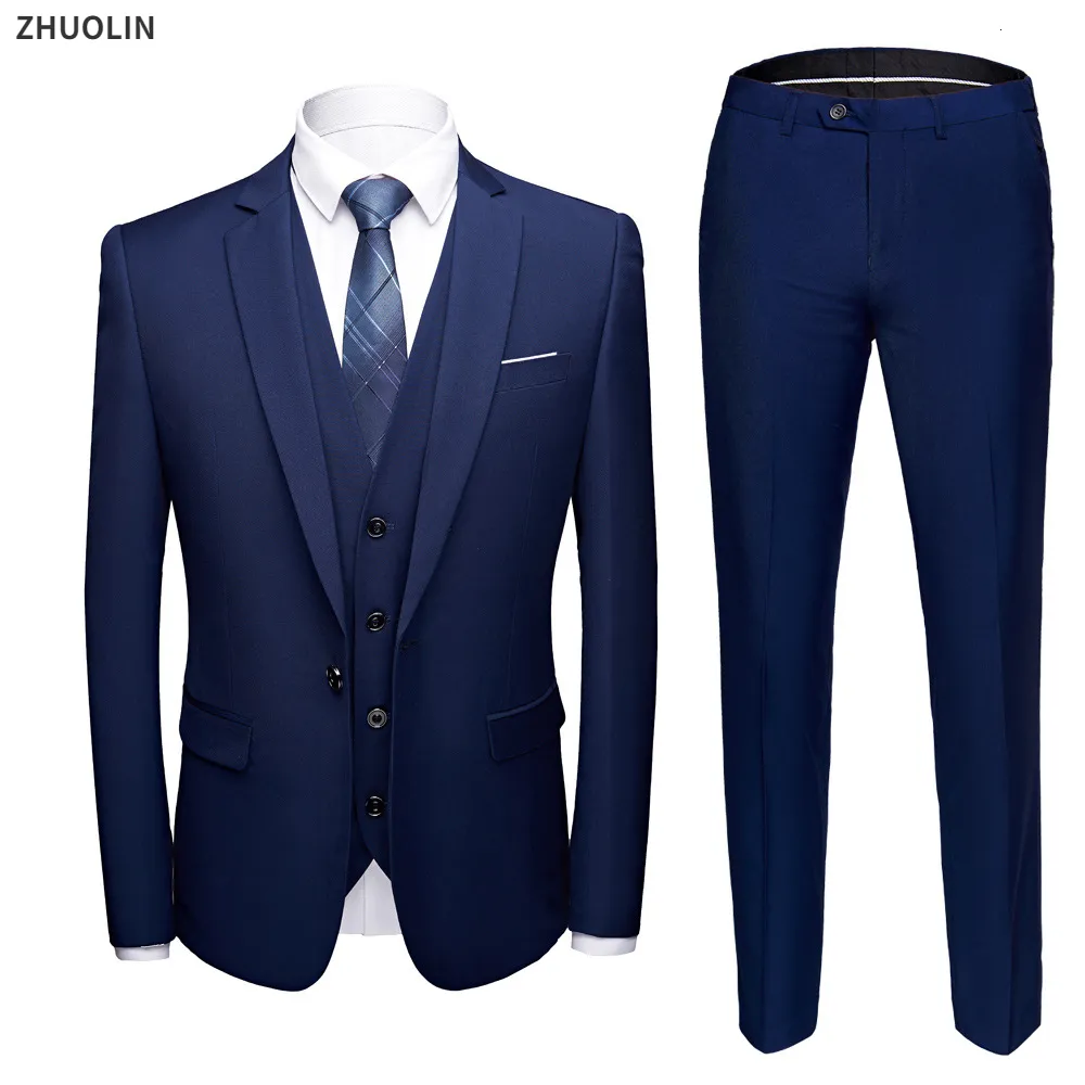 Erkekler Suits Blazers Erkekler Düğün 2 Parça 3 Set Zarif Tam Lüks Ceket Pantolon Tasarım Son Yelek İş İnce Fit Ceket Pantolon 230609