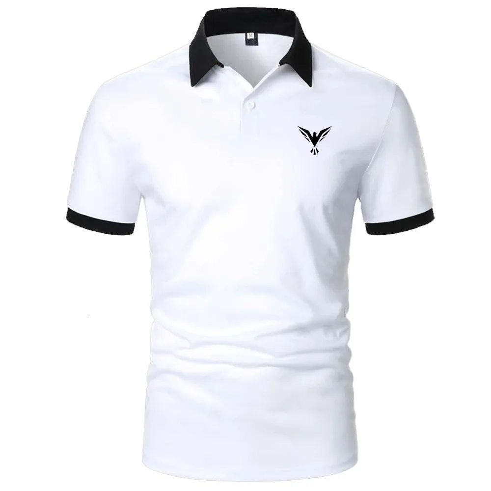 Mens Polos Eagle Print Polo Shirts Short Sleeve Contrast Summer Streetwear Casual Fashion Tops 230609