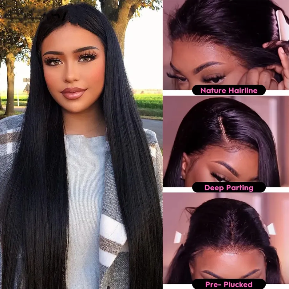 Straight Lace Front Wigs For Women 13X4 Lace Frontal Human Hair Wigs Bone Straight HD Transparent Lace Frontal Wig