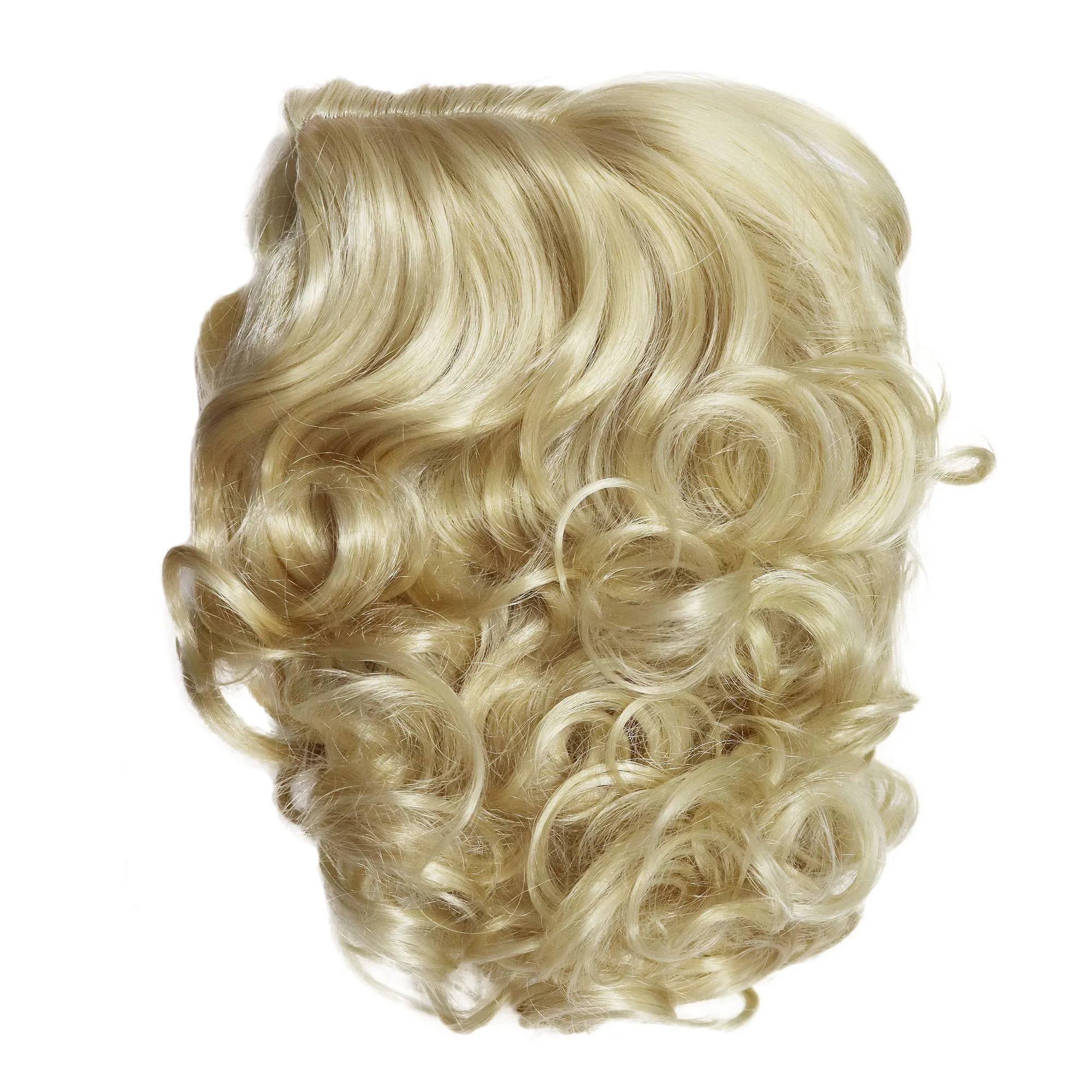 Perruque Cosplay Synthétique Cheveux Bouclés Platine Blonde Perruques pour Femmes Blanches Fluffy Curls Flip 60s Gatsby Coiffures Wigfactory