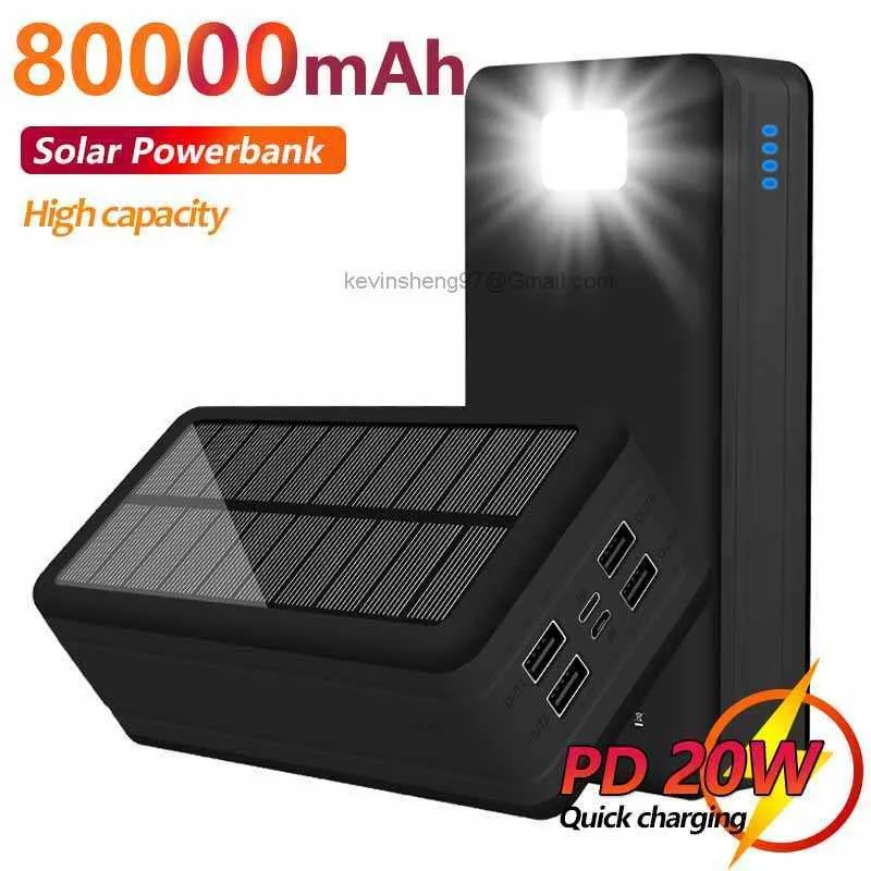 Bezpłatne dostosowane logo duża pojemność 80000 mAh Solar Power Bank z 4USB do podróży na zewnątrz przenośna bateria zewnętrzna na iPhone'a Samsung Xiaomi