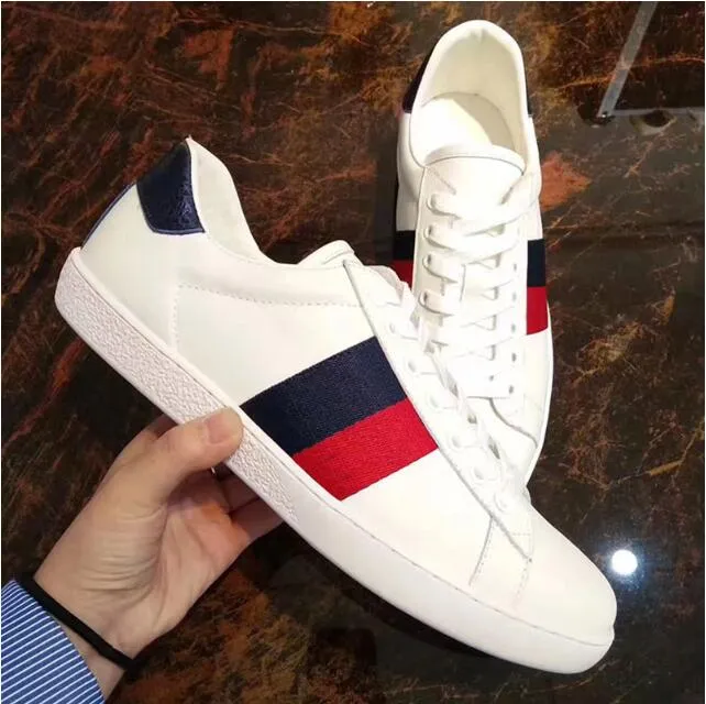 Chaussures de sport de créateurs pour hommes Chaussures de sport pour abeilles italiennes chaussures plates blanches pour femmes vert rayé rouge brodé tigre serpent couple chaussures de sport