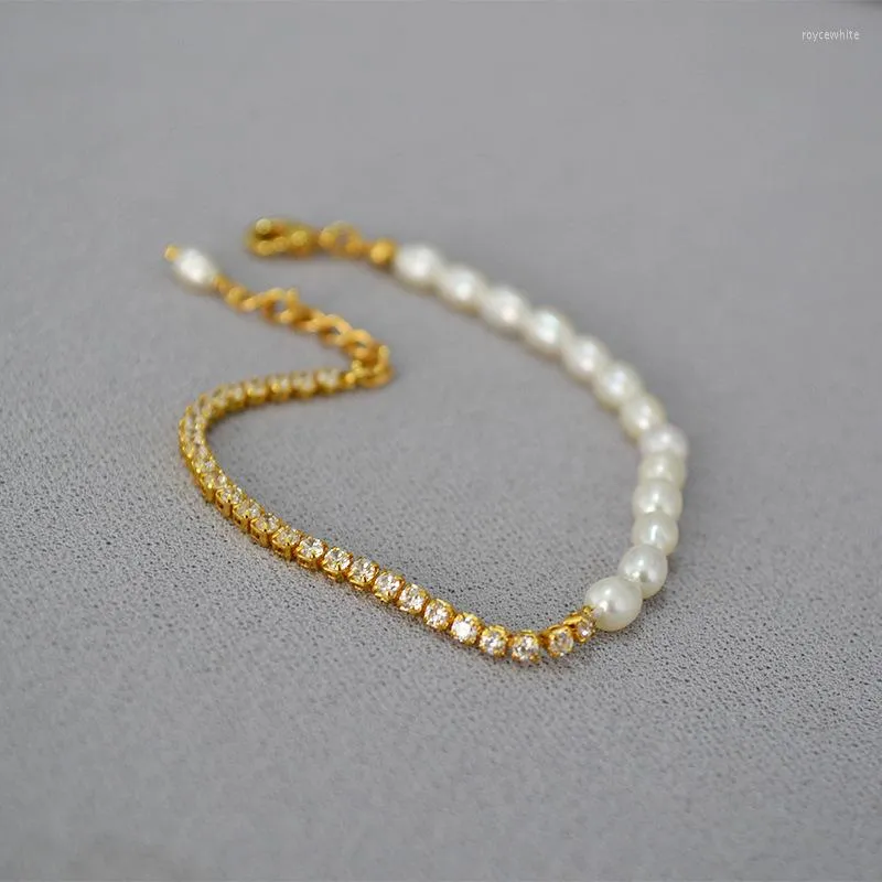 Urok bransolety koreańskie modne akcesoria długość regulowana bransoletka lśniący łańcuch cyrkonu słodkowodne spółek perłowy dziewczyna biżuteria kobiety