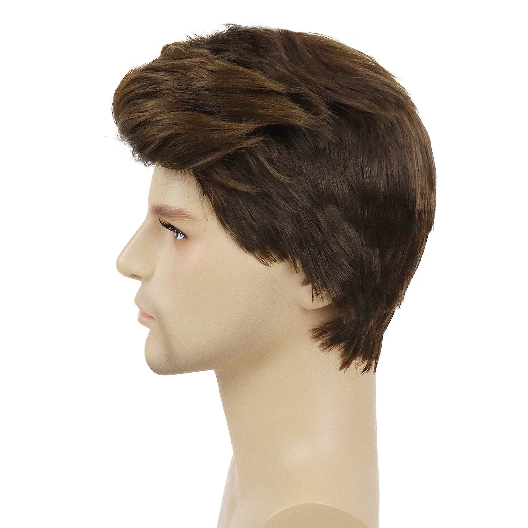 Synthetic Male Brown Wig Short Hair Wig Man Toupee Cosplay