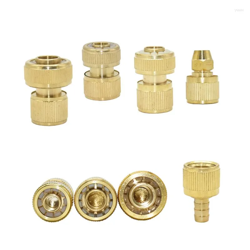 Equipamentos de rega 5pcs latão 3/8 1/2 3/4 polegadas mangueira conector rápido jardim 8/11 16mm 20mm 25mm cobre waterstop pistola de água acessórios