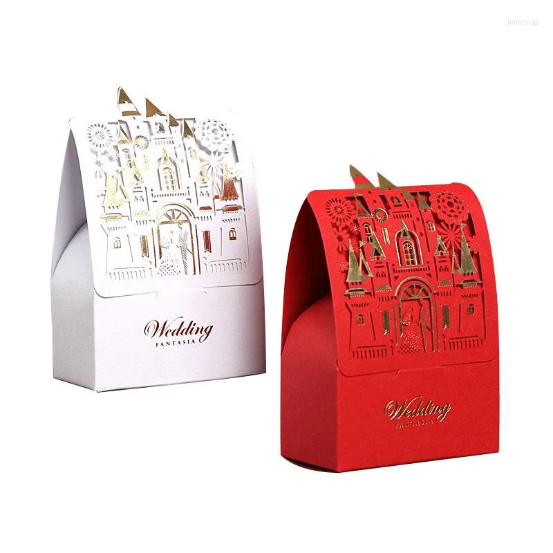 Geschenkpapier 30/50 Stück Cartoon Hollow Bronzing Castle Muster Pralinenschachtel für Hochzeit Fantasia Boxen Gefälligkeiten Verpackungsbeutel Gäste