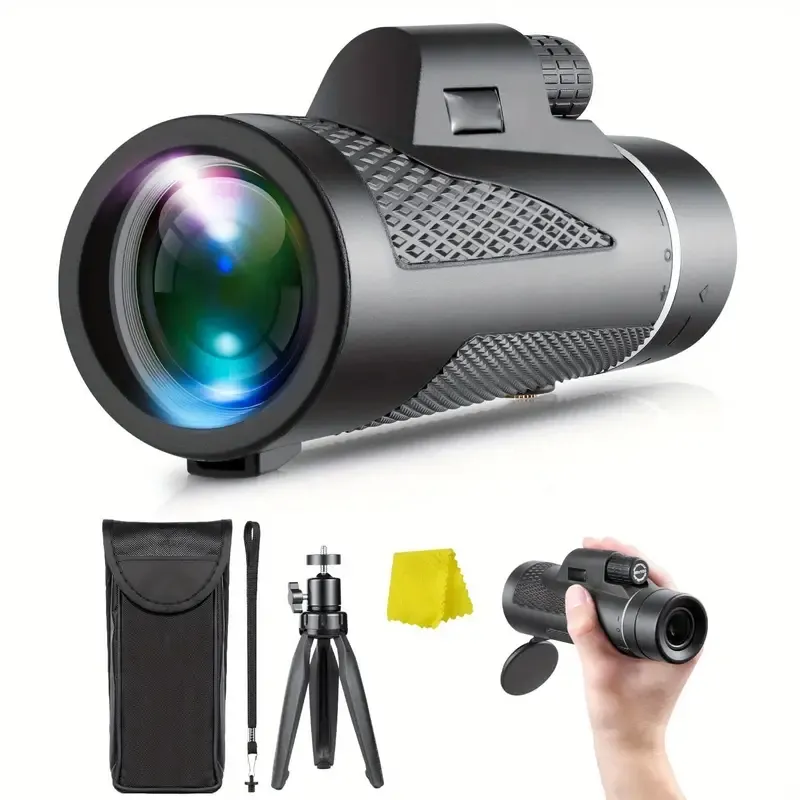 Telescópio monocular 12X50, monóculos para adultos Telescópio monocular HD de alta potência para telefone celular Telescópio monocular