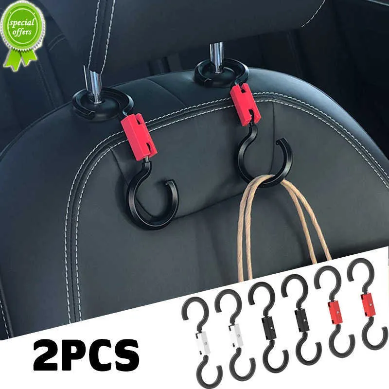Ny 2st Car Purse Hook Multi-Function Robust Back Universal Front Seat Hanger Justeringskrok Tote Holder For Handbags Pures Coats