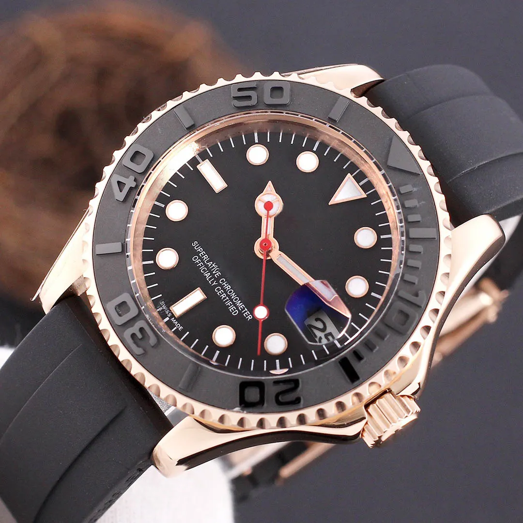 Designerskie zegarki luksusowe męskie zegarki Yacht Series 41 mm ceramiczny pierścień Sapphire Sapphire Automatyczny ruch SS Wodoodporne światło na taśmę Zegarki U1 A