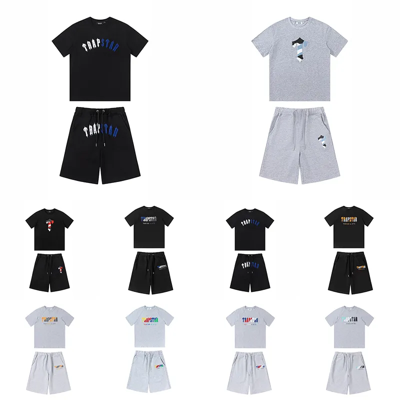 10 Styles Trapstar London suit Chest Towel Embroidery mens t shirt and shorts High Quality casual Street shirts British Fashion Brand suits designer Shirt trapstars