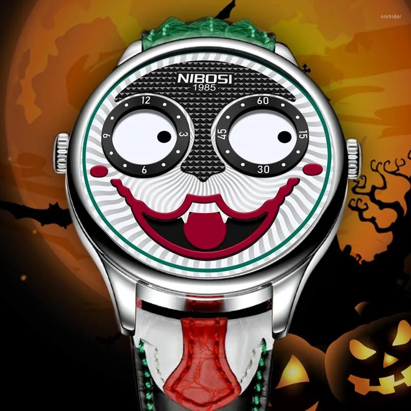 Orologi da polso Arrivo di lussuoso orologio joker orologio da uomo top marchio creativo personaggio creativo clown quarzo in pelle impermeabile orologi da uomo