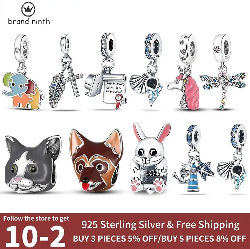 925 silver for pandora charms jewelry beads Color Anime Cartoon Pet Shape Charm Bead