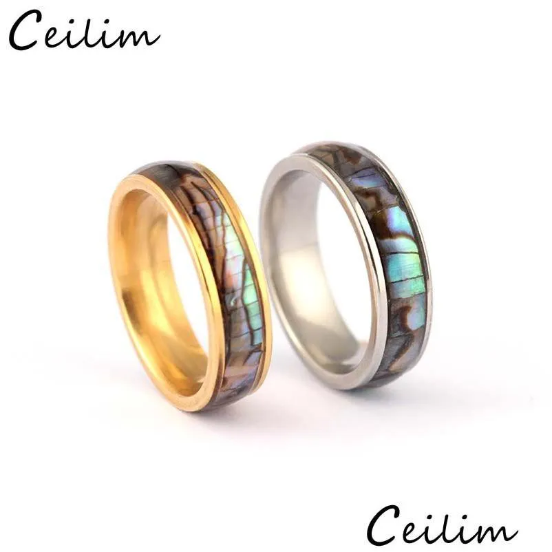 Cluster Rings Shellhard Abalone Shell Bandes De Doigt En Acier Inoxydable Pour Hommes Femmes Confort Ajustement Taille 612 Amoureux Couples Anneau Wh Dhwe4