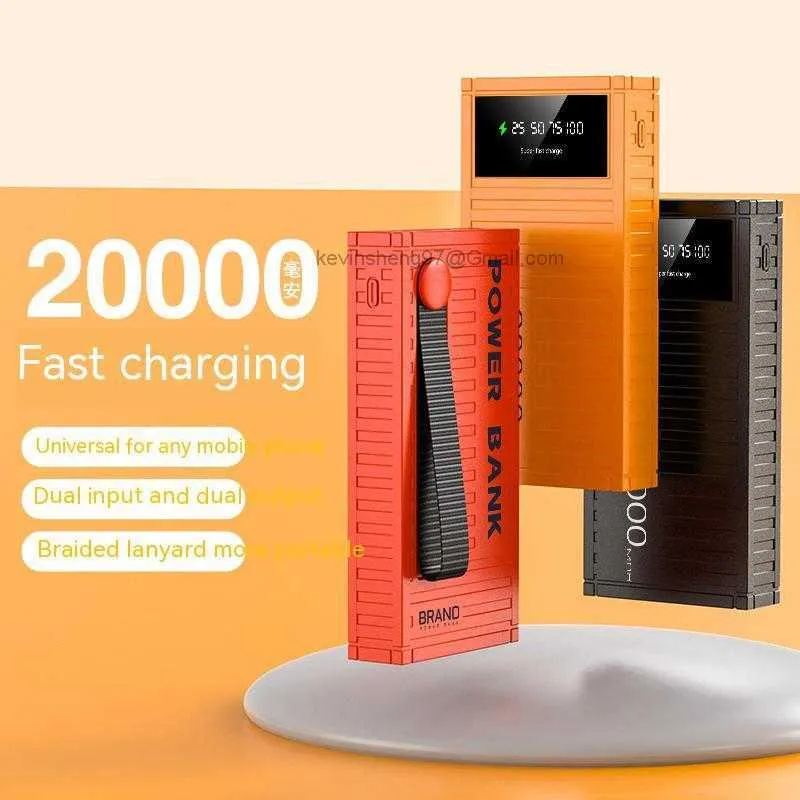 Бесплатный индивидуальный логотип 2023 Новый контейнер Power Bank 20000/50000MAH встроенный в 4 кабеля типа C USB PD 20W для Xiaomi Power Bank Fast Fraging