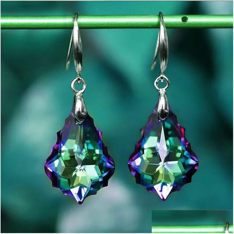 Ear Cuff Austrian Crystal Earrings For Women S925 Sier Needle Baroque Leaf Dangle Earring Party Jewelry Drop Delivery Dhzeu