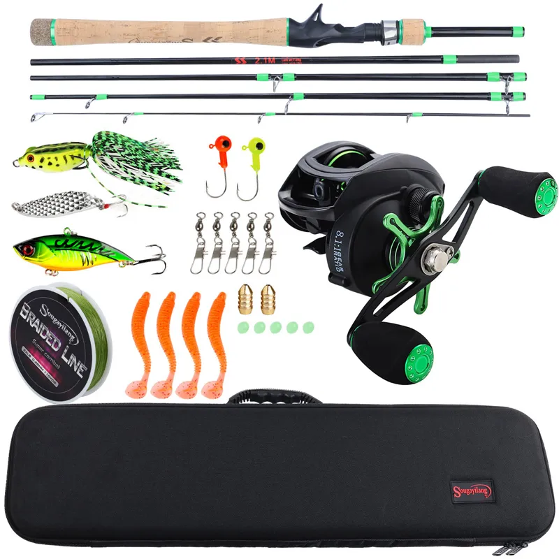 Sougayilang 8.1+ Fishing Baitcaster Combo High Speed Baitcasting Full Kit  With Carbon Fiber Casting Set, Fishing Line Lures, And Hooks 1.8 2.4m  230609 From Ren05, $41.16