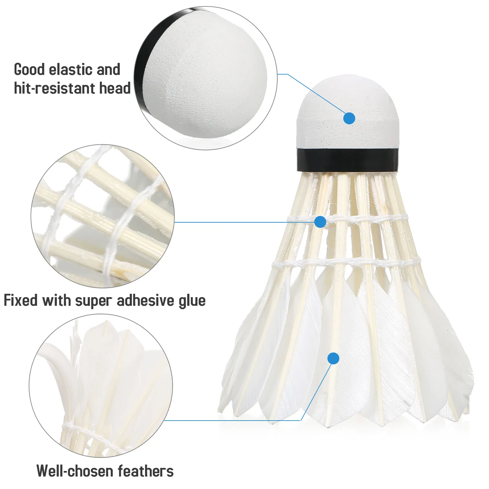 High-Quality Shuttlecocks: Perfect for Badminton white Colour Feather  SHUTTLECOCK 'SET OF 10' Badminton Shuttlecock (Pack of 10 pieces)