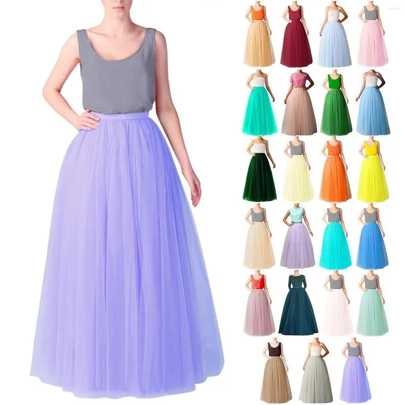 Skirts 2023 Spring Party Skirt Elastic High Waist Women Boneless Wedding Mesh Porcelain Color Petticoat Puffy Long Tutu