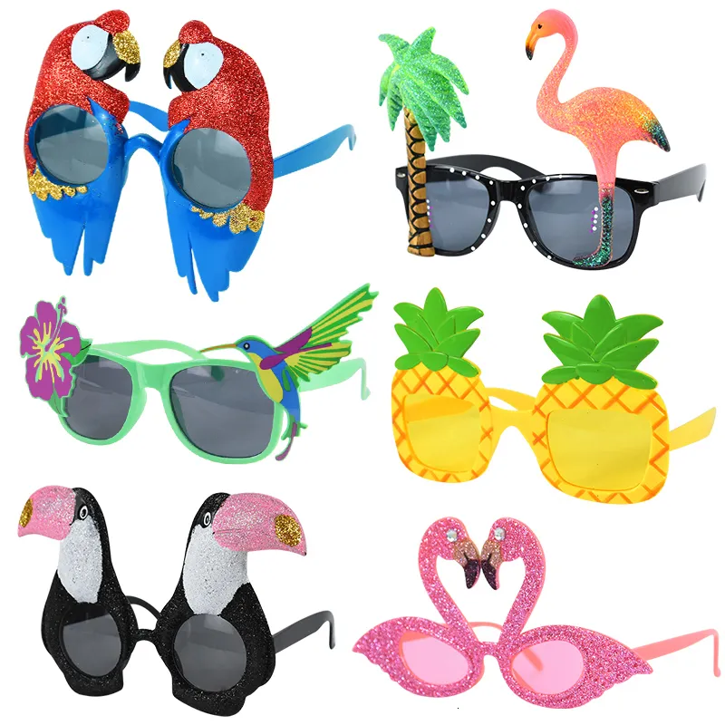 Outros suprimentos para festas de eventos 6 pçs/conjunto Óculos de sol para festa havaiana Flamingo Tropical Luau Piscina Suprimentos para decoração de festa na praia Óculos engraçados Po Props Casamento 230609