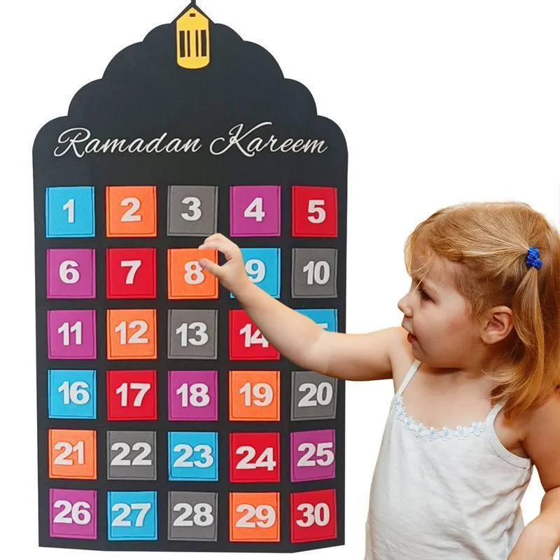 Outros suprimentos para festas de eventos Calendário do Advento Decorações do Ramadã Calendário do Eid Atividades para crianças com 30 estrelas reutilizáveis Decorações do Ramadã para a parede da casa 230609