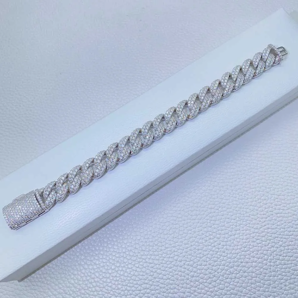 Bracciale Cubano Moissanite A File 12 Mm |D VVS Lab Diamonds