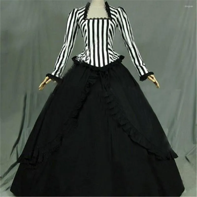 Casual Dresses Rosetic 2023 Stripes Fashion Party Custom Dress Women Victorian Gothic Retro Court Elegant Designer Fomal Floor