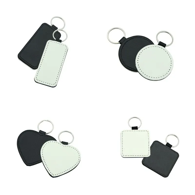 Sublimation Blank Keychain Heart Round Square Rectangle Heat Transfer Single Printing Keychain DIY Craft Keychains Gift