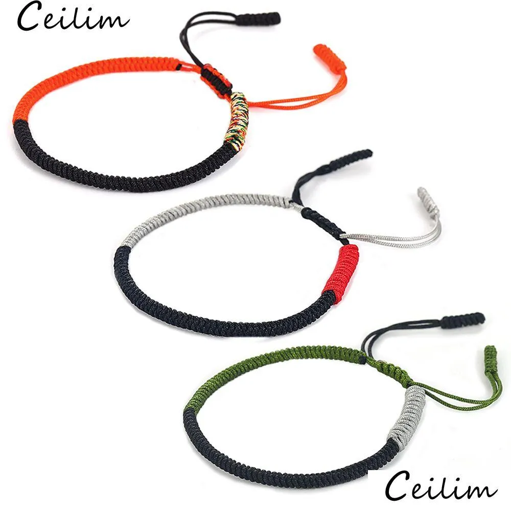 Bracelets de charme Colorf fait à la main pour les femmes hommes noeuds tressés Bracelet de corde rouge chanceux Amet béni Yoga Bracelet de guérison prière goutte Del Dhxcs