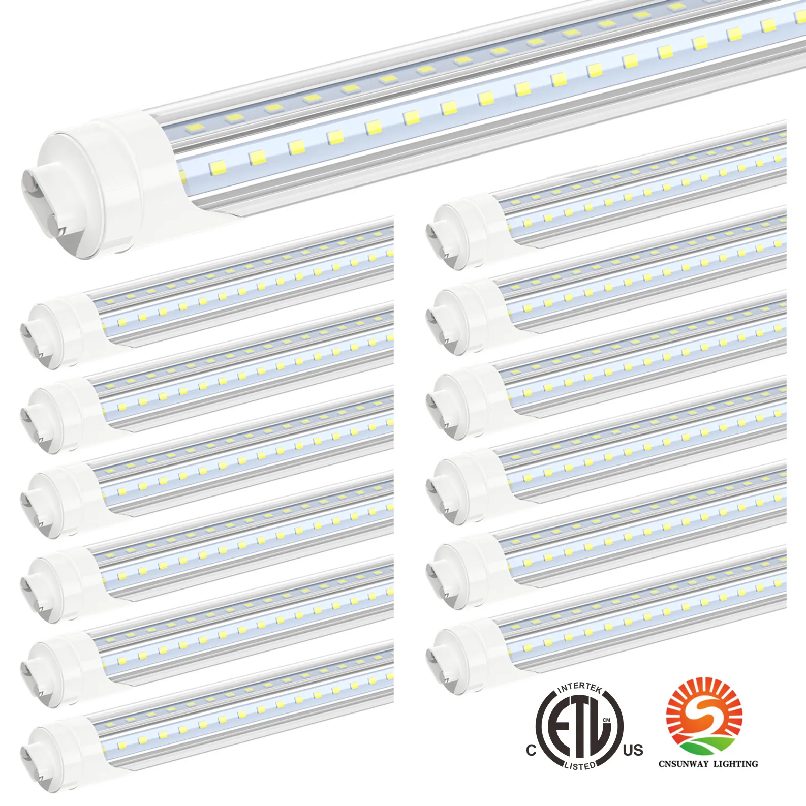 8ft Single Pin FA8 led t8 tube lights 45W V Shaped R17D 72W 8 Feet LED Fluorescent Tubes Light AC 85-265V T8 replacing T10 T12 ETL Stock In USA