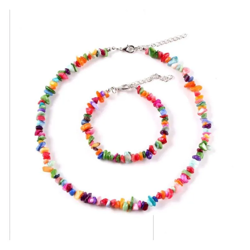 Naszyjniki wisiorek bohemia Colorf koraliki żwirowe turkusy dławika naturalne kamienie naszyjnik dla kobiet mody biżuterii upuszczenie dostawa penda dhgcy