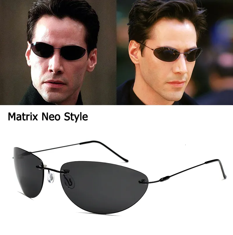 Solglasögon Jackjad Fashion Cool Matrix Neo Style Polarised Solglasögon Ultralight Rimless Men Driving Brand Design Sun Glasses Ocul 230609