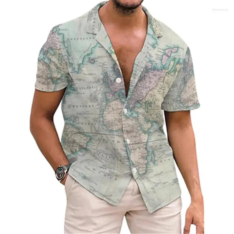 Camicie casual da uomo Camicia di lino da uomo Colletto estivo da spiaggia Manica corta Nero Bianco Blu Tinta unita Strada Abbigliamento quotidiano Abbigliamento