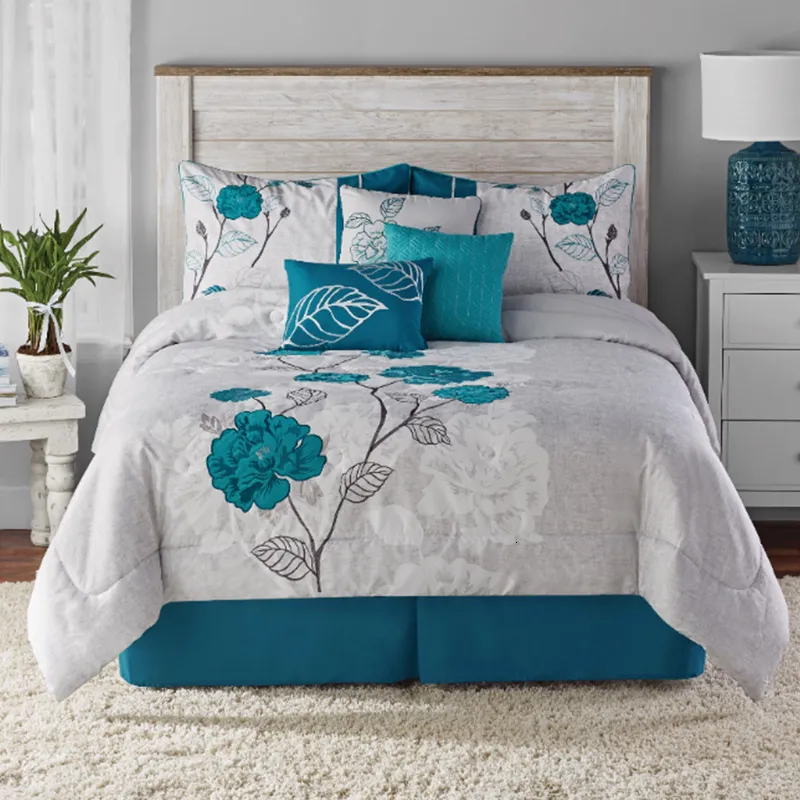 Teal and 2024 gray comforter