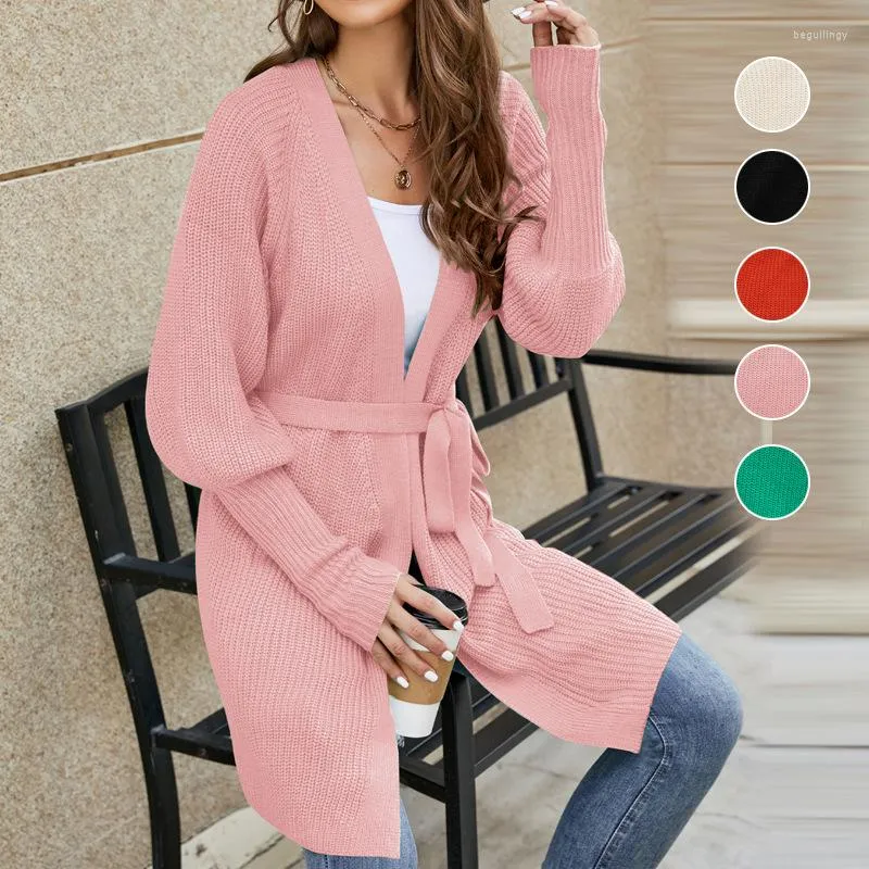 Elegant Pink Lace Up Pink Longline Cardigan For Women Fashionable