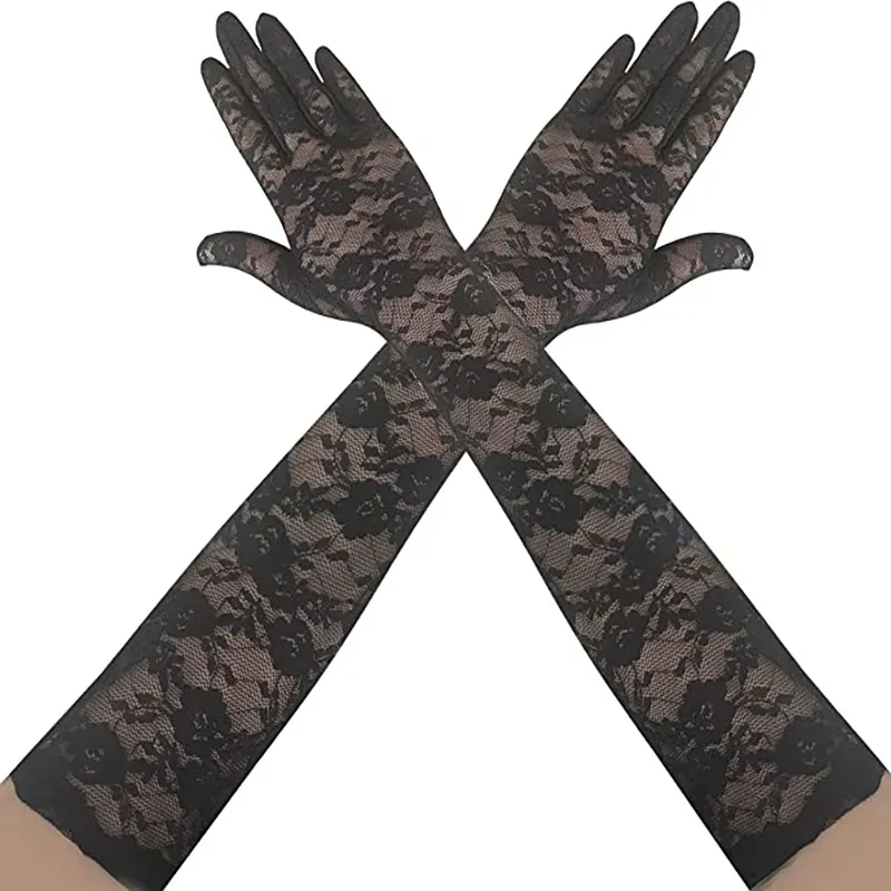 Gants longs en dentelle pour femmes, 55cm, pour mariage, fête élégante, pour fête de thé, pour bal