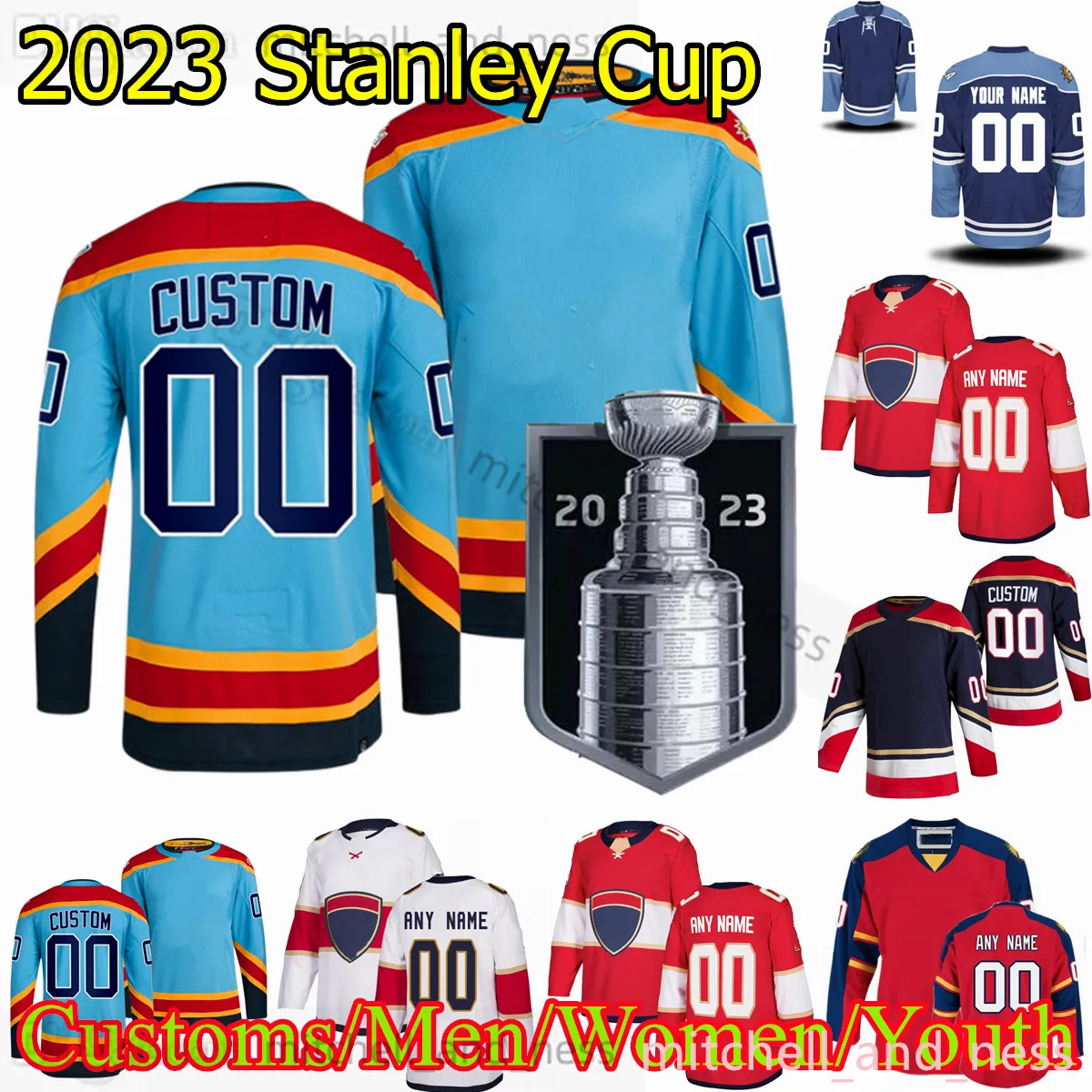 2023 Stanleycup Custom S-6xl Movie College Hockey носит вышивку Джерси 16 Александер Барков 5 Аарон Экблад 19 Мэтью Ткачук 72 Сергей Бобровский Хорнквист