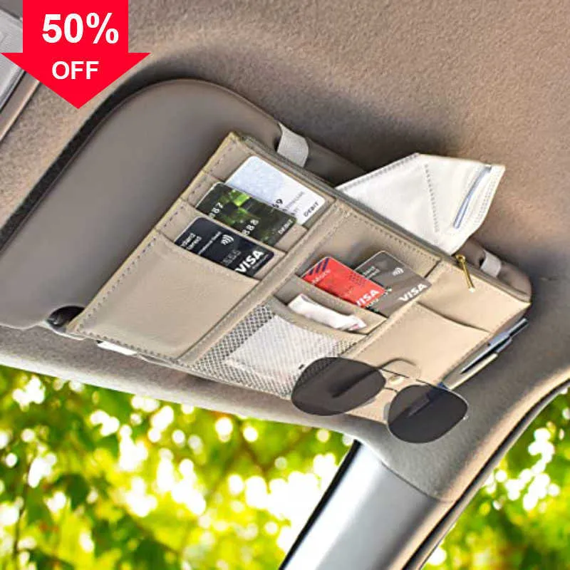 New Car Sun Visor Organizer Multi-Pocket Car Document Sunglasses Storage Pouch PEN Holder Pocket Organizer Auto INTORIOSIONS