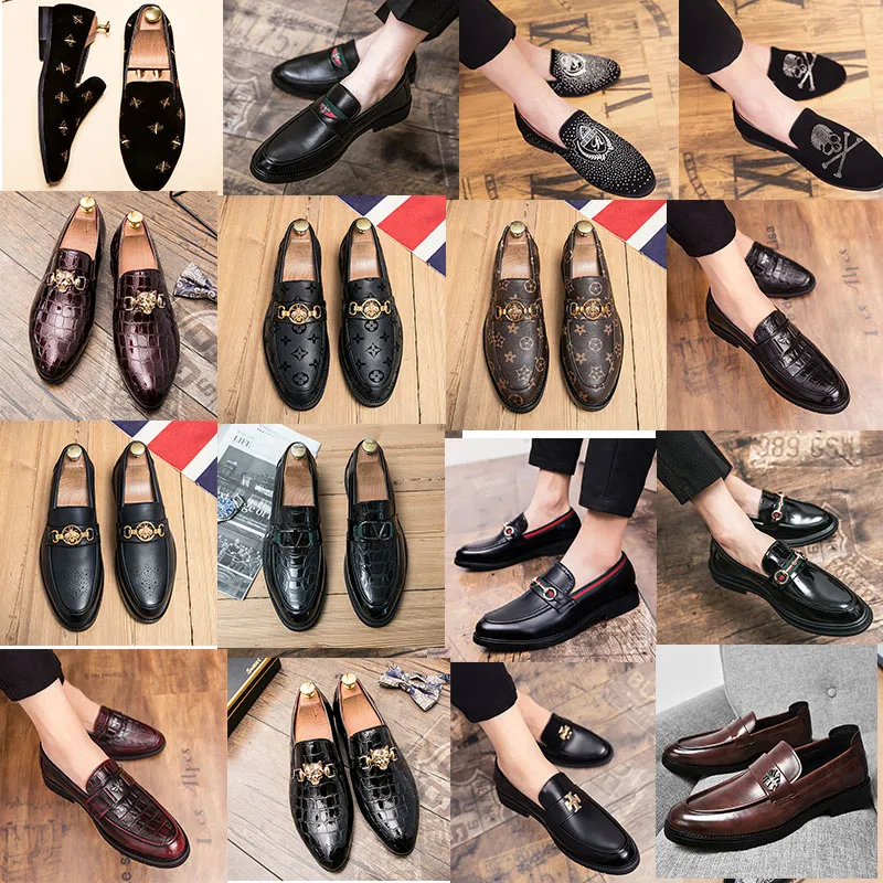Sapatos Leffer de couro macio com fivela de metal de marca de luxo Sapatos de couro brilhante para homens Sapatos casuais de festa para homens Sapatos formais de negócios
