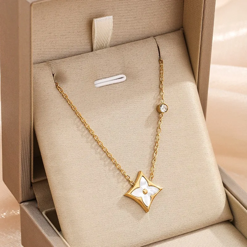 Titanium Steel Opal Saturn Star Necklace Gold Color Luxury Fashion