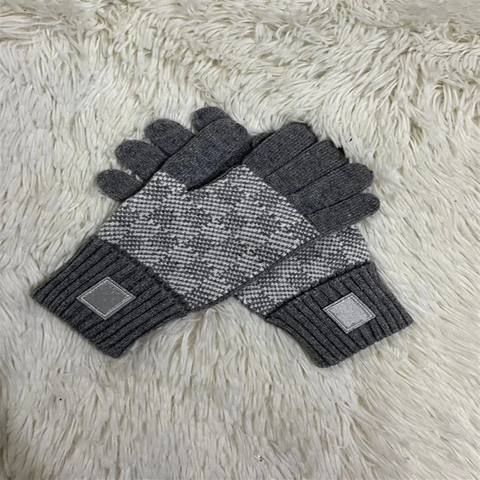2022 Czarne szare kaszmirowe rękawiczki ciepłe w jesiennych rękawiczkach dla kobiet projektantki listy listy Drukuj haftowane rękawiczki dla kobiet fashio306x