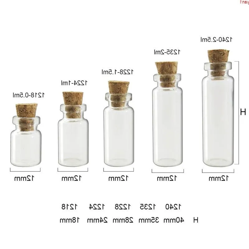 500 x kleine süße Glasprobenflaschen mit Crok Wishing-Korkenstopfen, Fläschchenbehälter, 05 ml, 1 ml, 15 ml, 2 ml bis 5 ml, hohe Menge Qwvbo