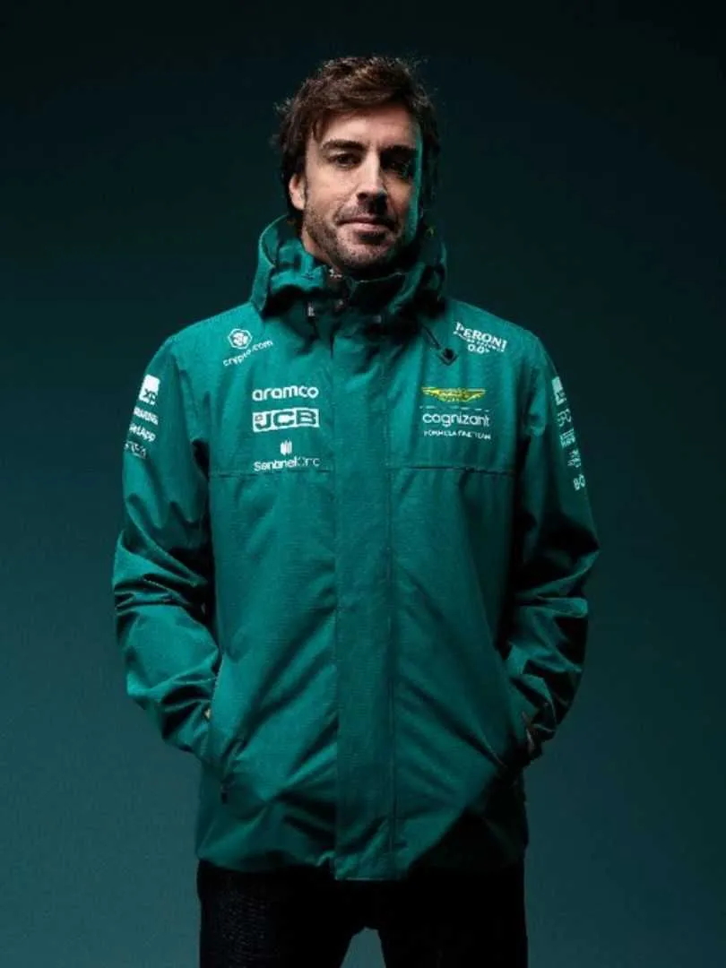 Giacca da uomo della nuova stagione Giacca ufficiale Aston Martin Cappotto Amf1 2024 Uomo 14 Fernando Alonso Jack Fans F1 Formula 1 Tuta da corsa Moto antivento