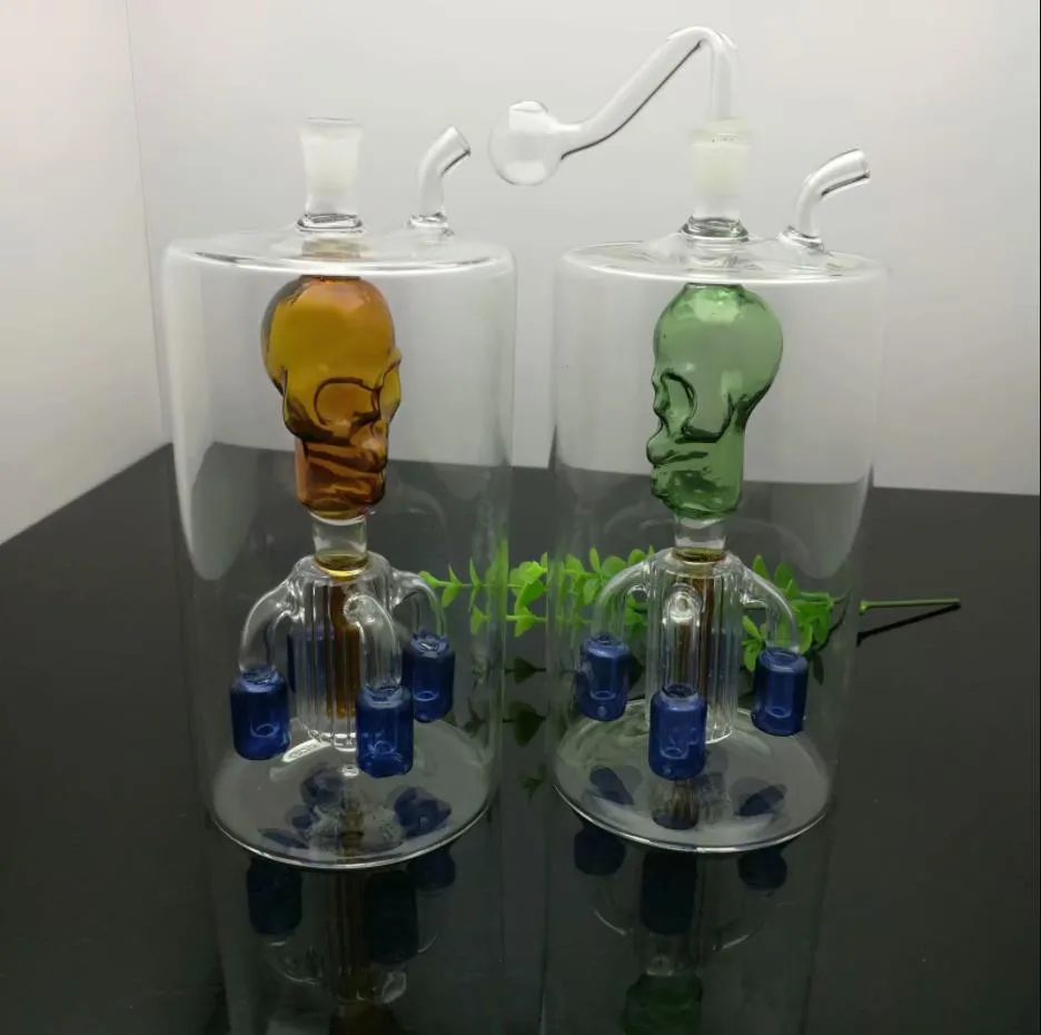 Glass Pipes Smoking Manufacture Hand-blown hookah Large upper skull and lower four claw filtered glass water pipe