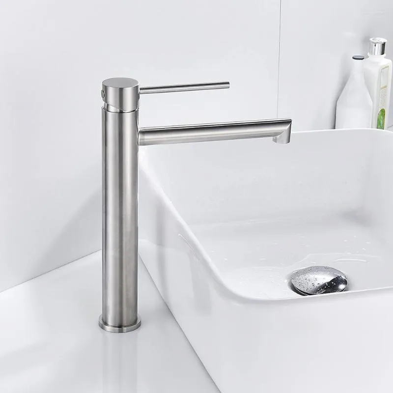 Bathroom Sink Faucets Tall Taps Stainless Steel Basin Mixer Tap Cloakroom Silver