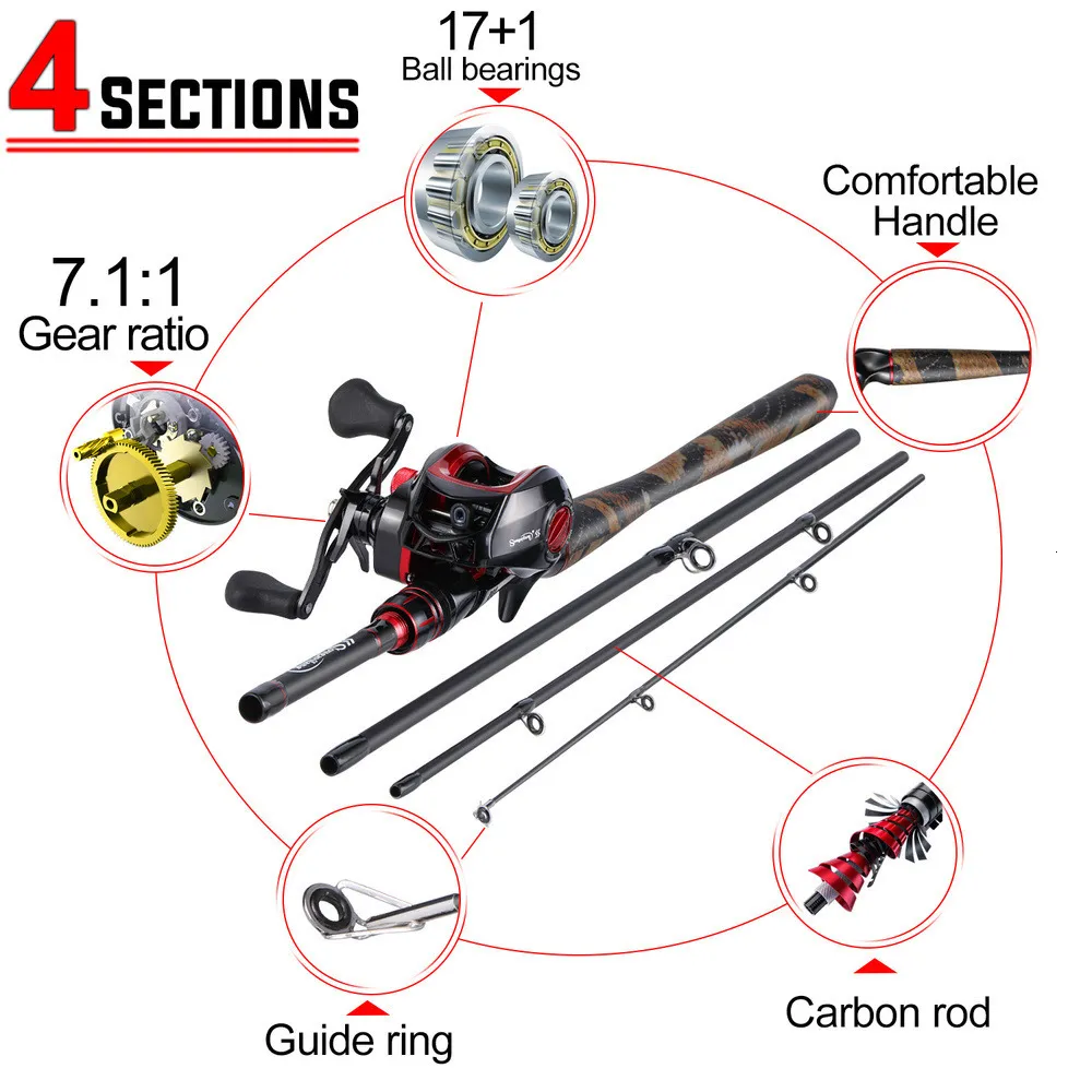 Rod Reel Combo Sougayilang Fishing Rods And Reels 3.3LB Max Drag  Baitcasting Caas De Pescar Kit Suitable For Freshwater 230609 From 44,65 €