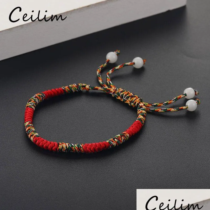 Charmarmband handgjorda tibetanska röda rep boho pärlor uni mode smycken gåva släpp leverans dhrvl