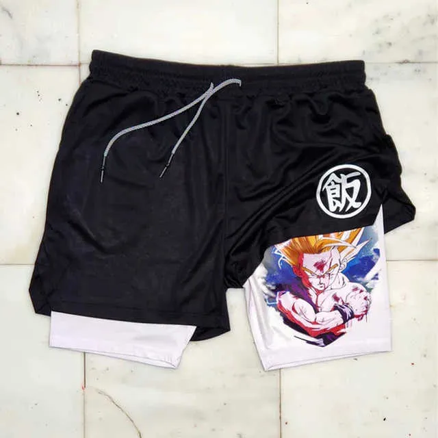 Men's Shorts Manga Print Mens Running Shorts Mesh Quick Dry Anime Gym Shorts 2 In1 Double Deck Performance Fiess Workout Sports Short Pants b4