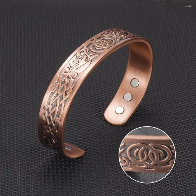 Bangle Ikuinen magnetische koperen armband verstelbare manchet Dragon Viking brede armbanden armbanden voor vrouwen